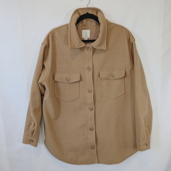 Joie Women's Shacket Oversized Jacket Shirt, Camel Tan, size XL - Picture 1 of 9